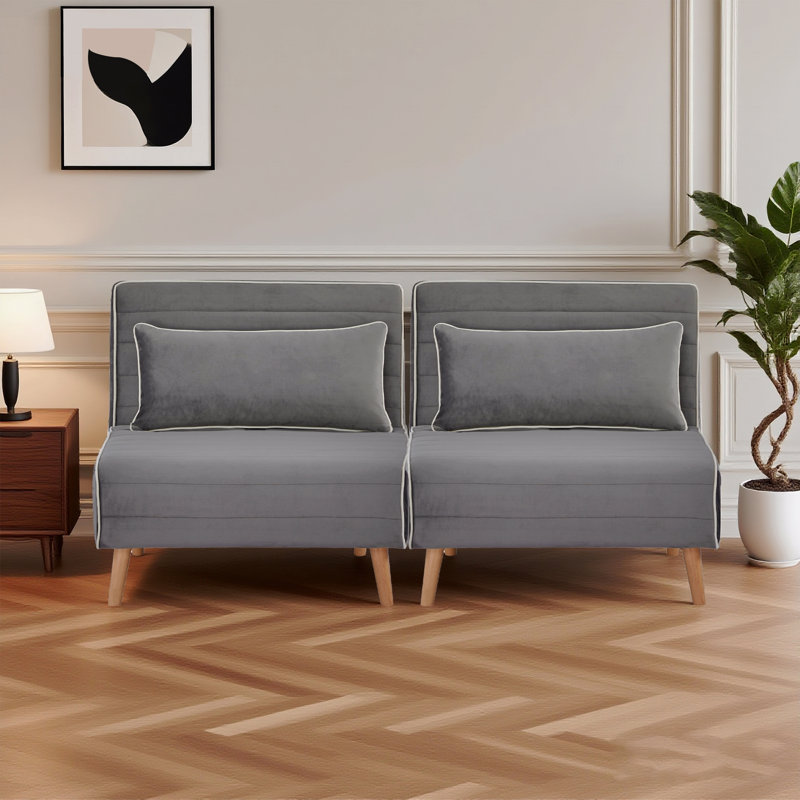 Ensemble de canapé-lit modulaire pliable Modern Velvet, Gris