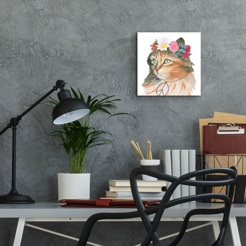 Art mural en verre Cattitude 1 'par Myles Sullivan, H 12 po x l 12 po x P 0,13 po