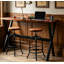 3-Piece Table & Chairs Set,  Bar Dining Cafe Pub Party, Industrial Black Metal & Rustic Brown Wood, X-Leg Rectangular Table, 2 Swivel Adjustable Barstools