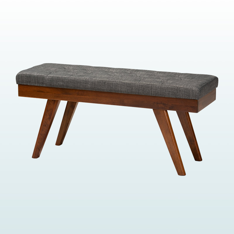 Banc de salle à manger rembourré en bois gris moyen Ismail, H 17,46 po x l 41,06 po x P 15,18 po Ismail