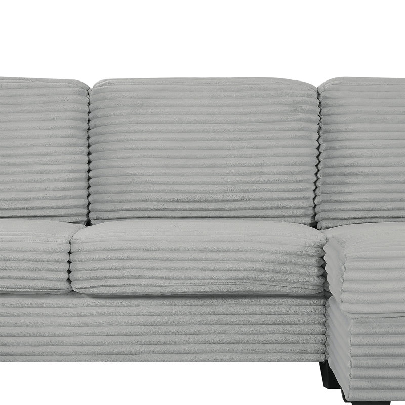 Canapé modulaire en forme de U Canapé modulaire rembourré en L de 125,2 po avec repose-pieds mobile et poches de rangement latérales pour le salon, gris