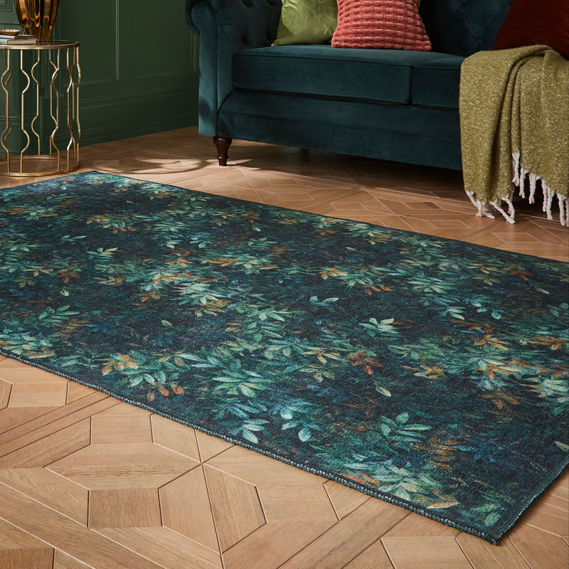Clarke & Clarke Floral Digitally Printed 185cm X 290cm Area Rug, Runner 61 x 230 cm, Green