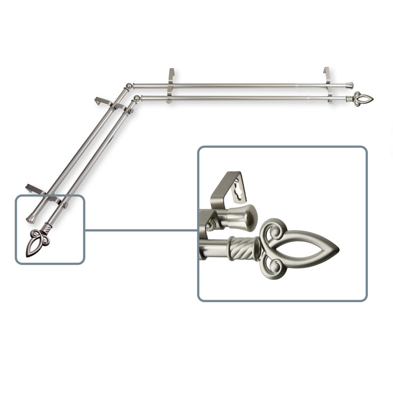 Tringle à rideaux double Braggs, H 66 po x l 120 po, Nickel satiné