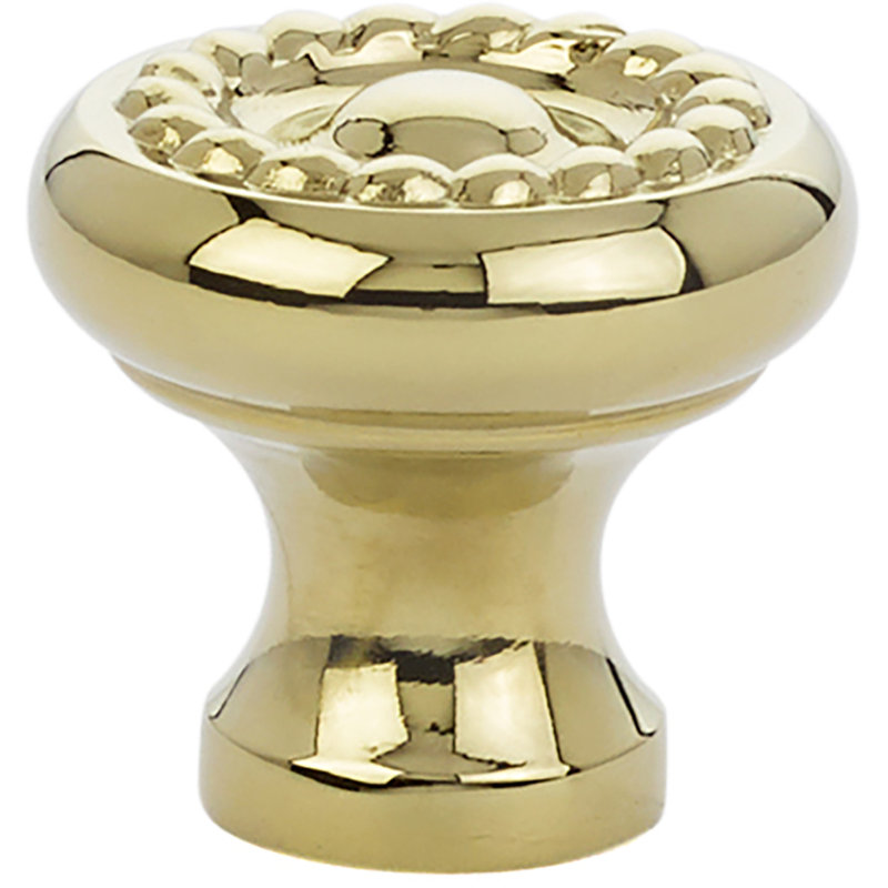 Oversized Rope 1" Diameter Mushroom Knob, 1.25" H x 1.25" W x 1.125" D, Polished Brass