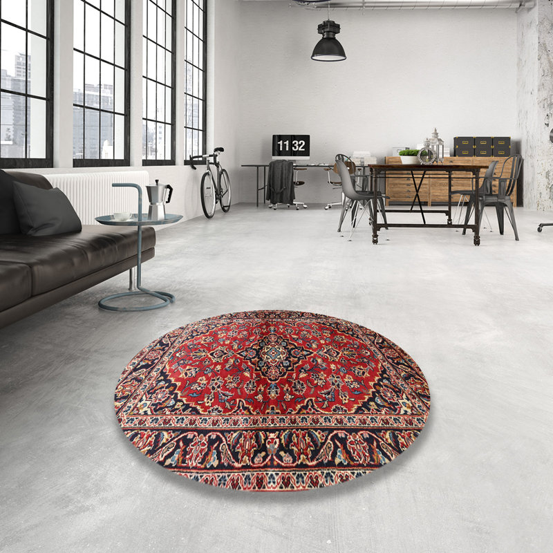 Tapis oriental rouge / bleu marine Dougie, Rond 6 pi