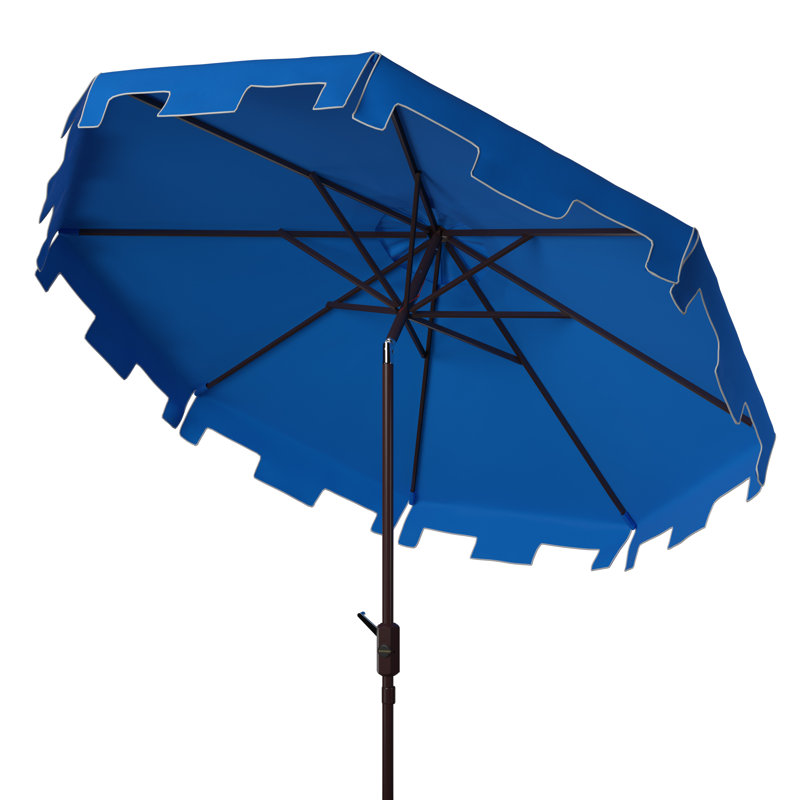 Parasol du marché Coramae, Bleu pacifique, Brun, 100,79 po L x 100,79 po po