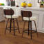 Chaises de bar pivotantes Pu, tabourets de bar rembourrés de style moderne Mid-Century avec pieds en bois-32313477