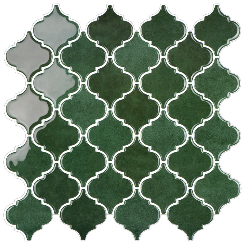 Carreaux de vinyle en marbre vert 12 po x 12 po à motif dosseret auto-adhésif (ensemble de 10)