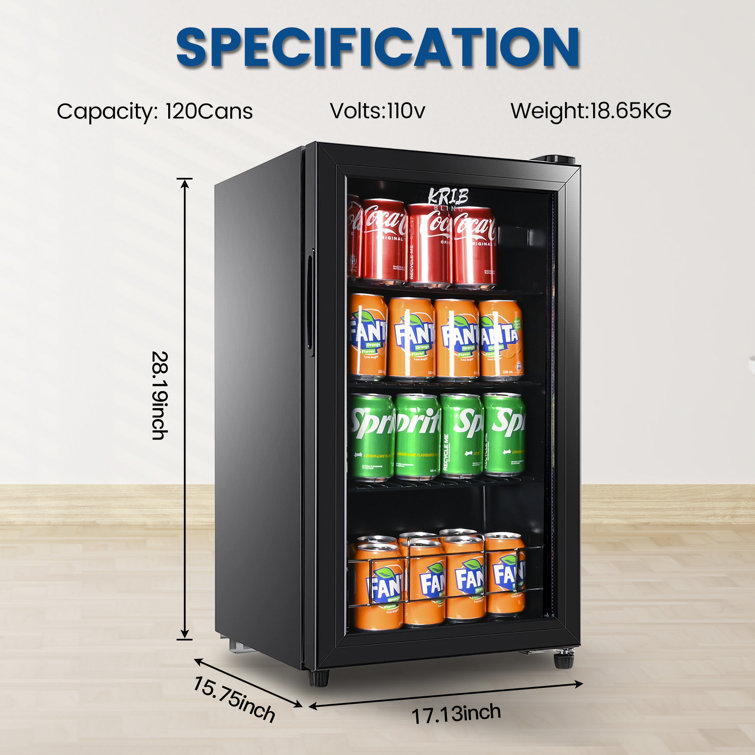 Kalamera Freestanding Refrigeration 93 Cans (12 oz.) 2.4 Cubic Feet  Freestanding Beverage Refrigerator with Wine Storage and with Glass Door &  Reviews