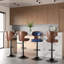 Tabouret de bar d'intérieur rembourré avec structure en métal, coussin beige et finition noyer, ensemble de 2, alliant durabilité et élégance-976843973