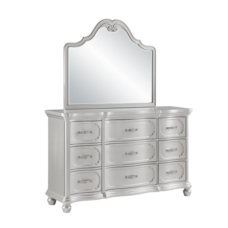 Ensemble de chambre à coucher 4 pièces Roma, Contoured, 4 pièces: miroir, lit, commode, table de chevet, Grand lit
