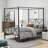 Metal Canopy Bed Frame, Platform Bed Frame  with X Shaped Frame