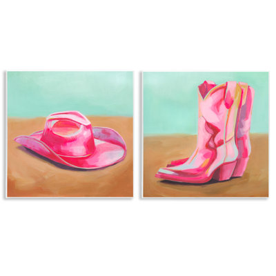  «Pink Cowboy Fashion», ensemble d'art sur plaque par Grace Popp