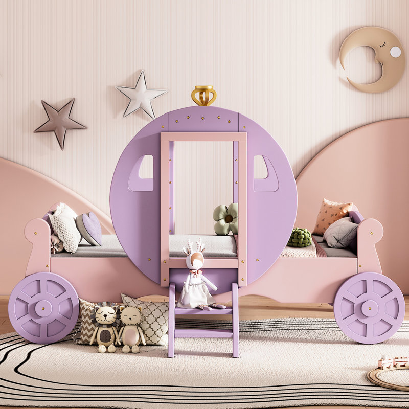 Lit princesse simple avec couronne, Rose