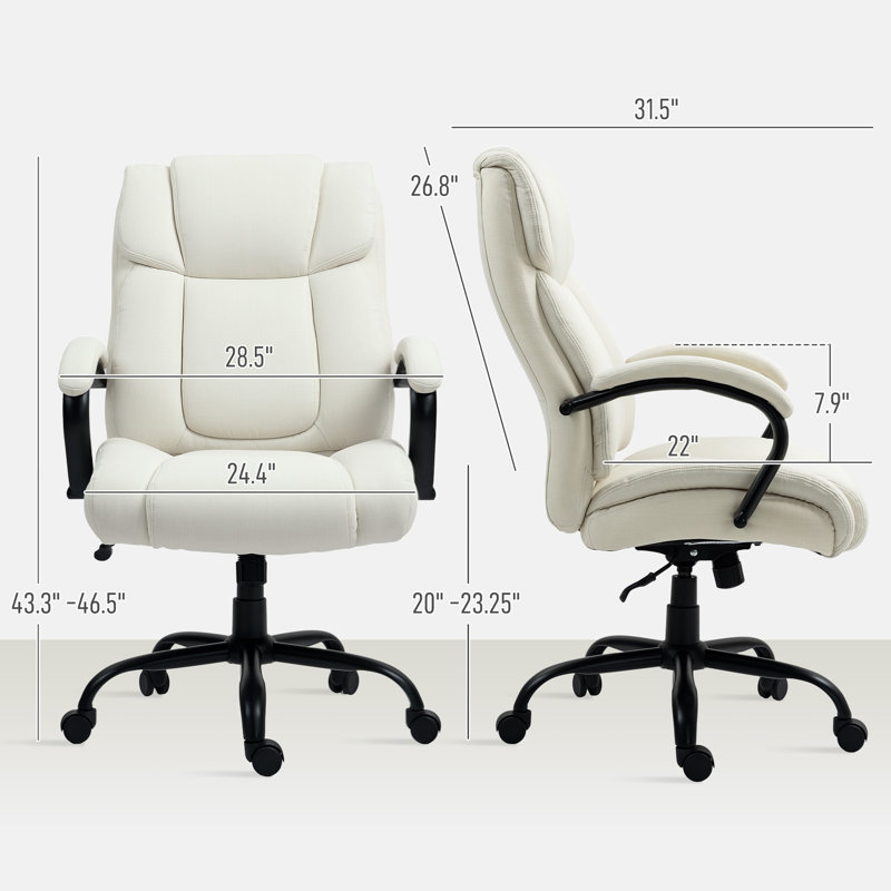Fauteuil de direction confortable en tissu bleu avec accoudoirs rembourrés, conception ergonomique et roues pivotantes pour le bureau à domicile