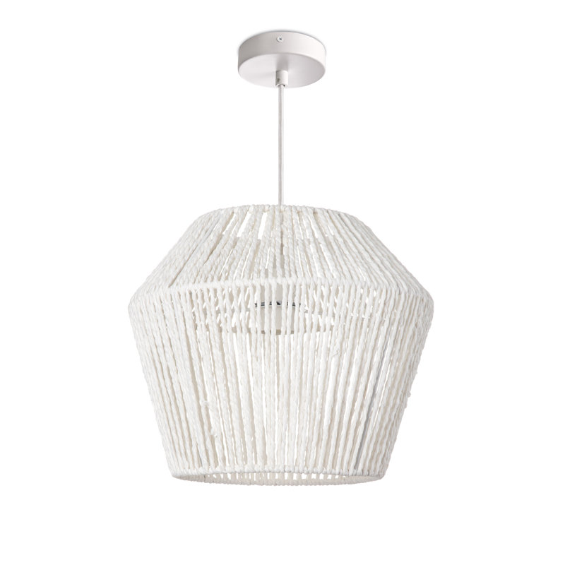 Powderly 1 - Light Lantern Geometric Pendant, White, White