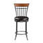 Chaise pivotante à hauteur de comptoir avec base en métal noir et siège rembourré en similicuir brun pour structure stable de salle à manger
