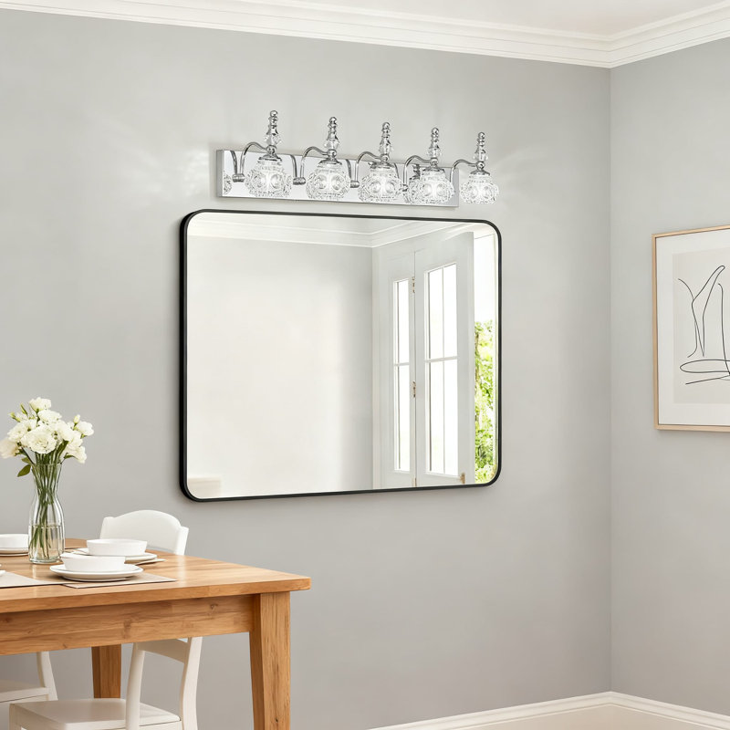 Modern Wall Sconce With Crystal Glass Shade Vanity Lighting For Bathroom And Indoor Spaces Vintage Industrial Style, Chrome