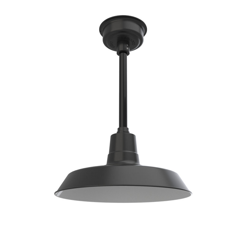 Luminaire suspendu en forme de dôme à 1 lumière DEL Haleigh, Noir mat / noir, H 48 po x l 16 po x P 16 po