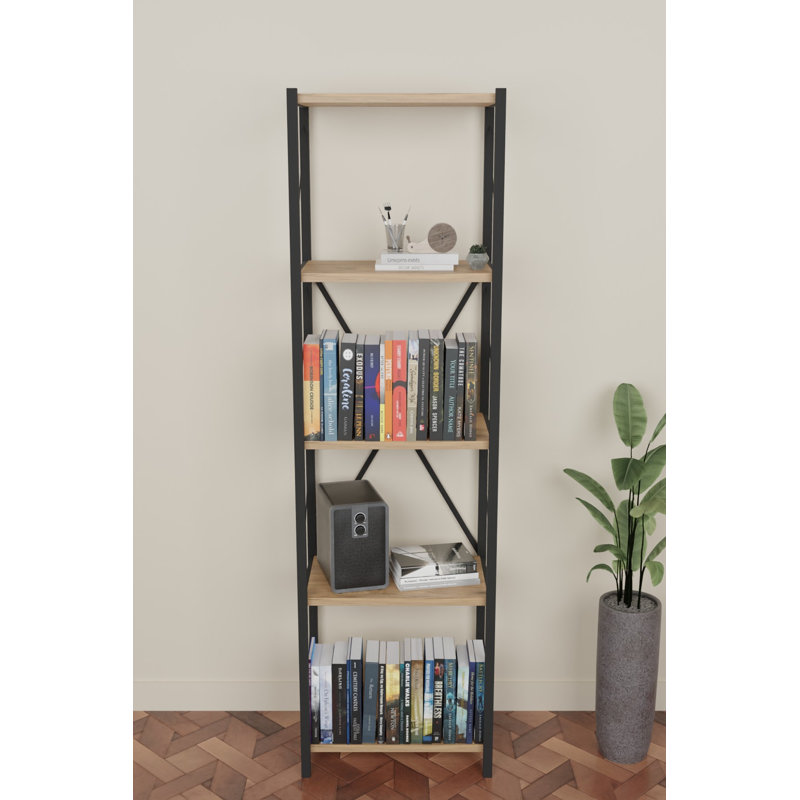 Aarza 150cm H Metal Etagere Bookcase, (4 shelves) 150cm H x 40cm W x 30cm D