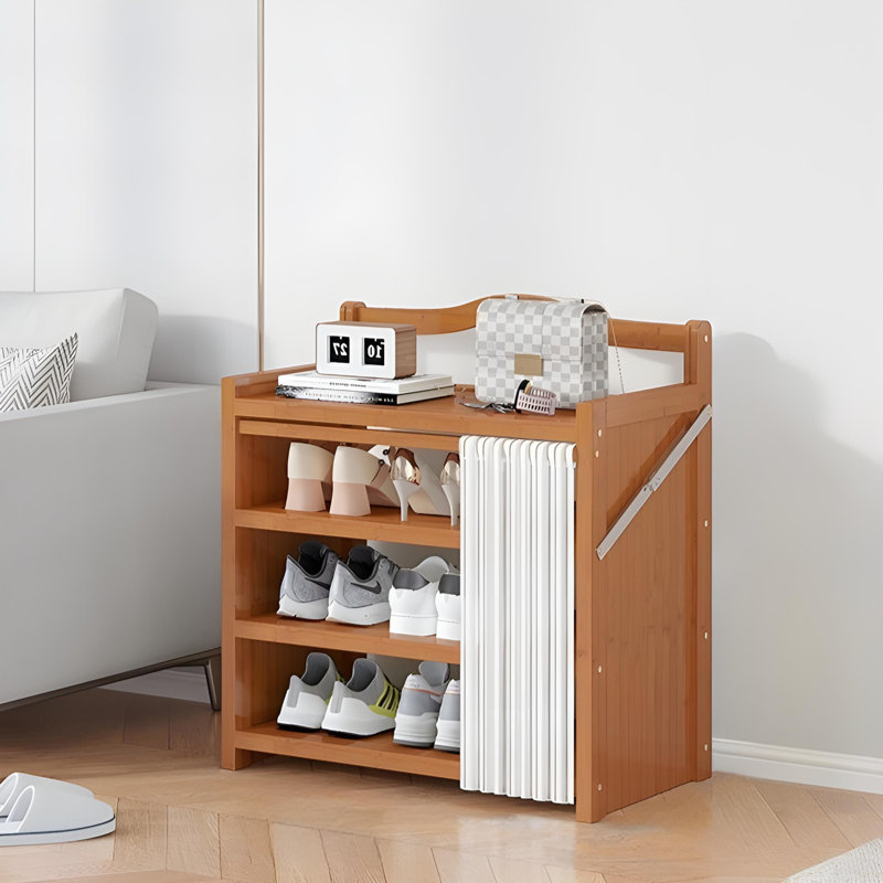 Free Installation Folding Shoe Rack, Home Multi-Layer Bamboo Shoe Cabinet, Doorstep Storage Rack, Rental Artifact, Tan