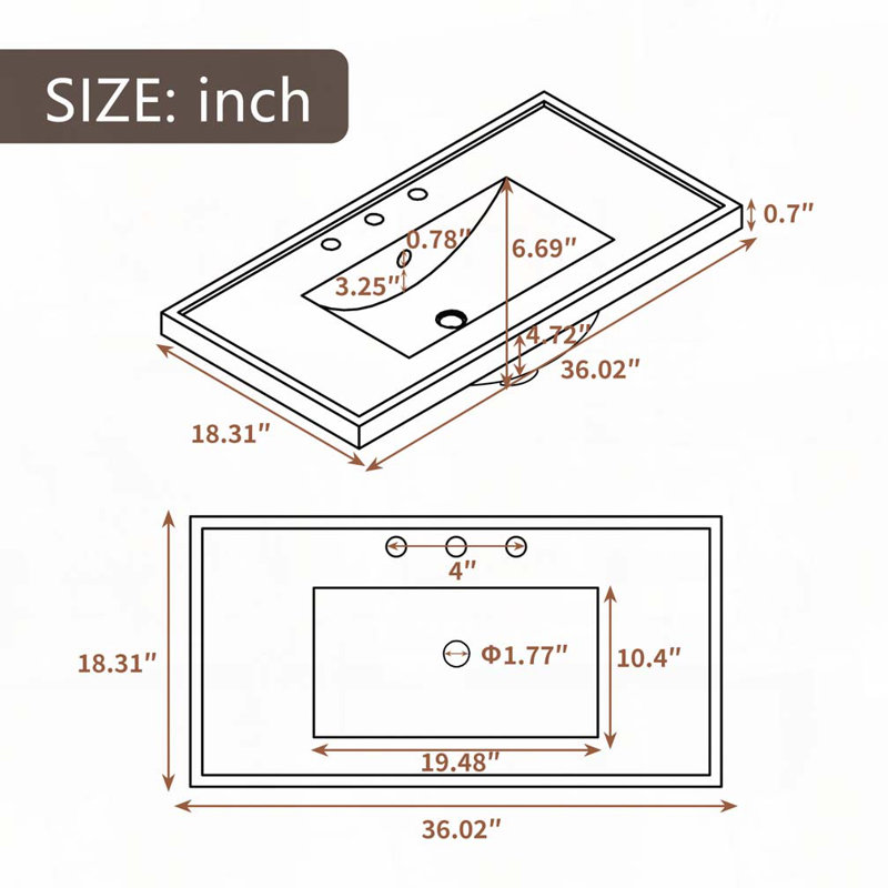36" Bathroom Vanity with Ceramic Sink, Green