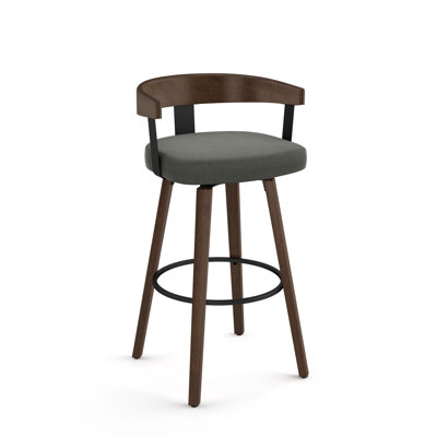 Tabouret de bar et de comptoir pivotant avec dossier en bois Calvion