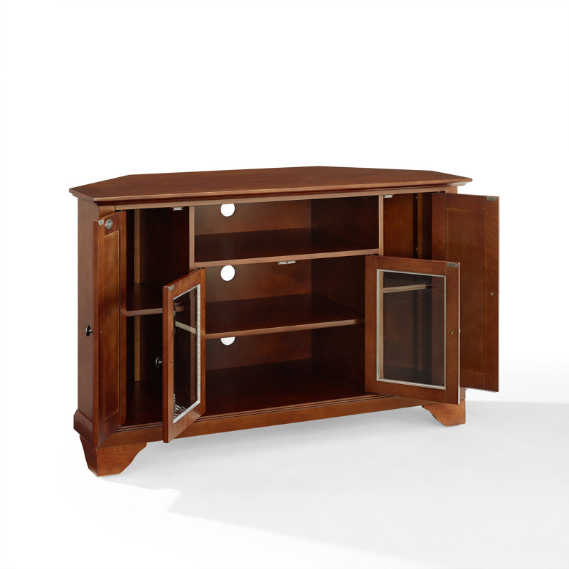 Hedon Unfinished Corner TV Stand for TVs up to 52, Vintage Mahogany