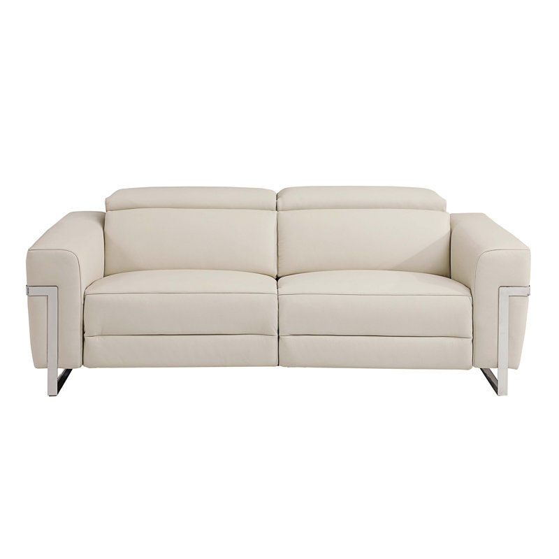 Fauteuil inclinable électrique de 83 po de largeur, Cuir beige