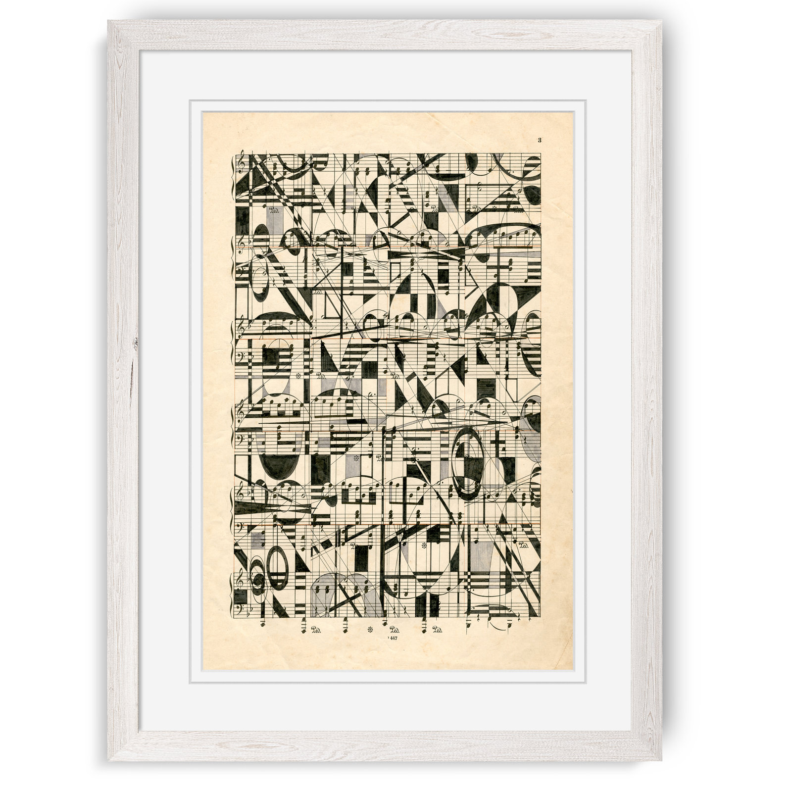 Graphic Notes Painting by Paul Cezanne, 38" H x 28" W x 1.25" D, White Framed Print