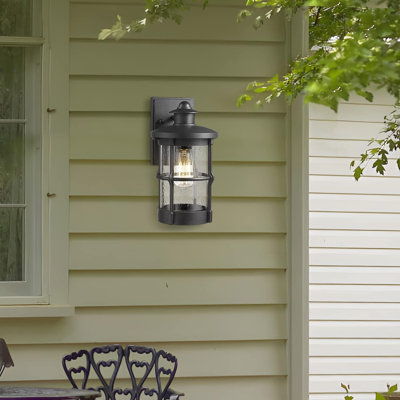 Outdoor Wall Sconces, Outdoor Wall Lights, Exterior Wall Mount Lighting, Modern Outdoor Wall Light Fixture With Seeded Glass For Front Porch, Entryway, Garage, Backyard, Benon Pack