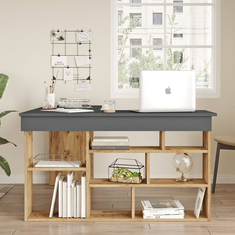 Alxander Writing Desk, Oak/Black