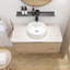 Meuble-lavabo mural en contreplaqué pré-assemblé avec plateau en pierre frittée, tiroir et lavabo rond en céramique, couleur grain de bois chêne blanc-780406607
