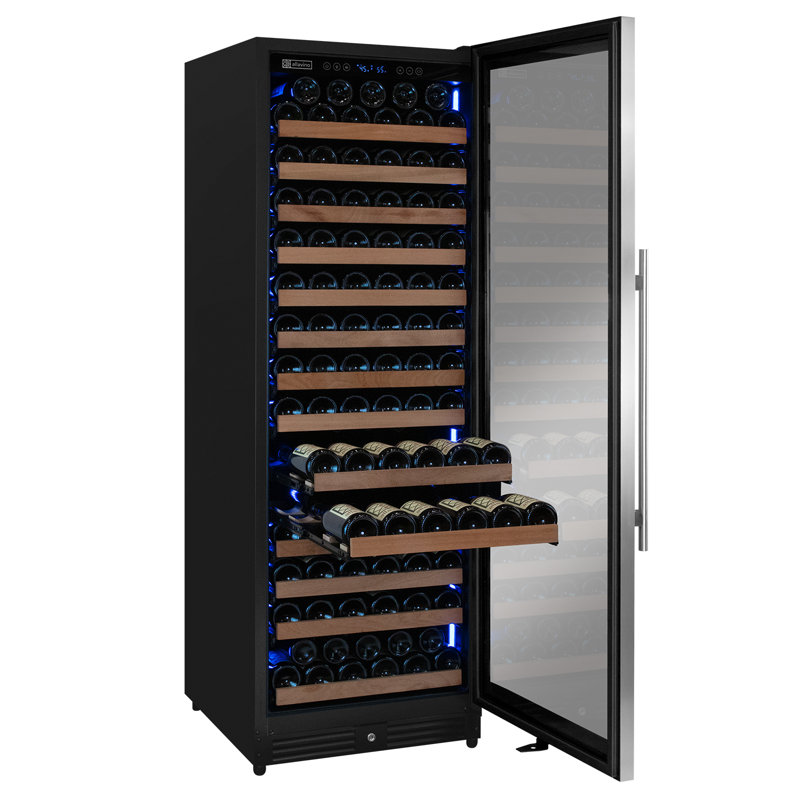 Allavino Reserva Series 163 Bottle 71" Tall Single Zone Right Hinge Stainless Steel Wine Cooler Refrigerator, Left Handed