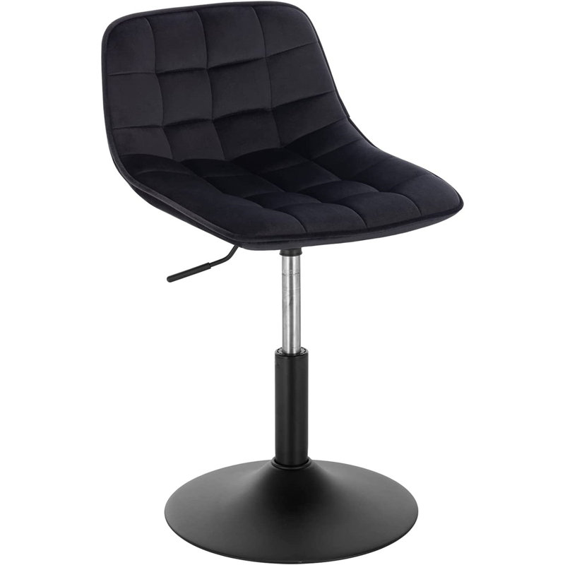 Suncrest Swivel Upholstered Velvet Adjustable Height Bar Stool with Steel Frame, Black