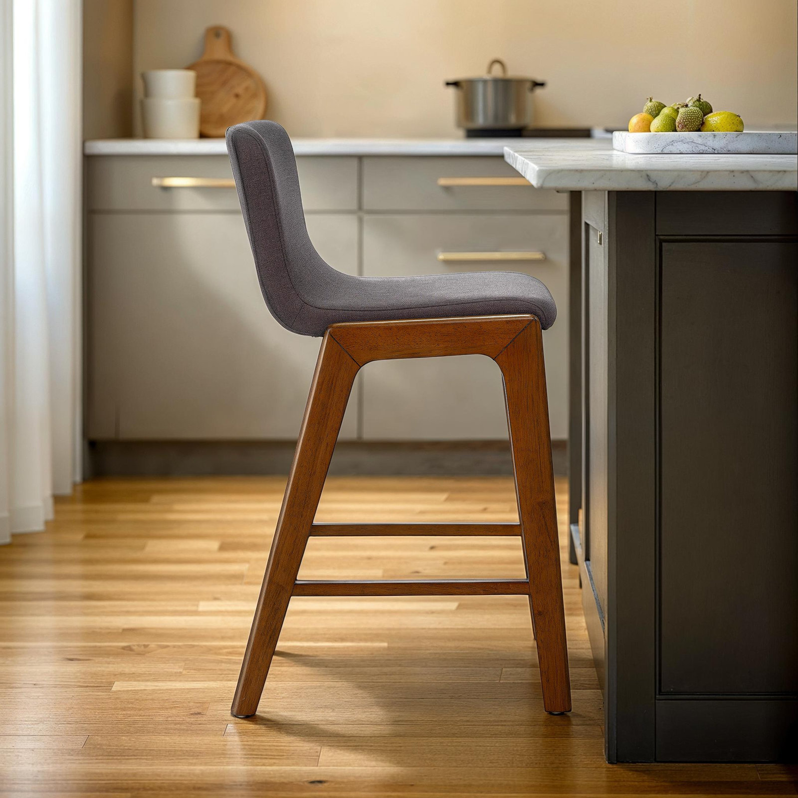 Nicoletta 25" Bar Stool, Gray