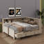 Lit de jour chic en bois équipé de tablettes et de tiroirs de rangement pratiques-704088203