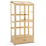 Cold Frame Greenhouse,3 Tier Garden Cold Frame with Drawer and Shelves