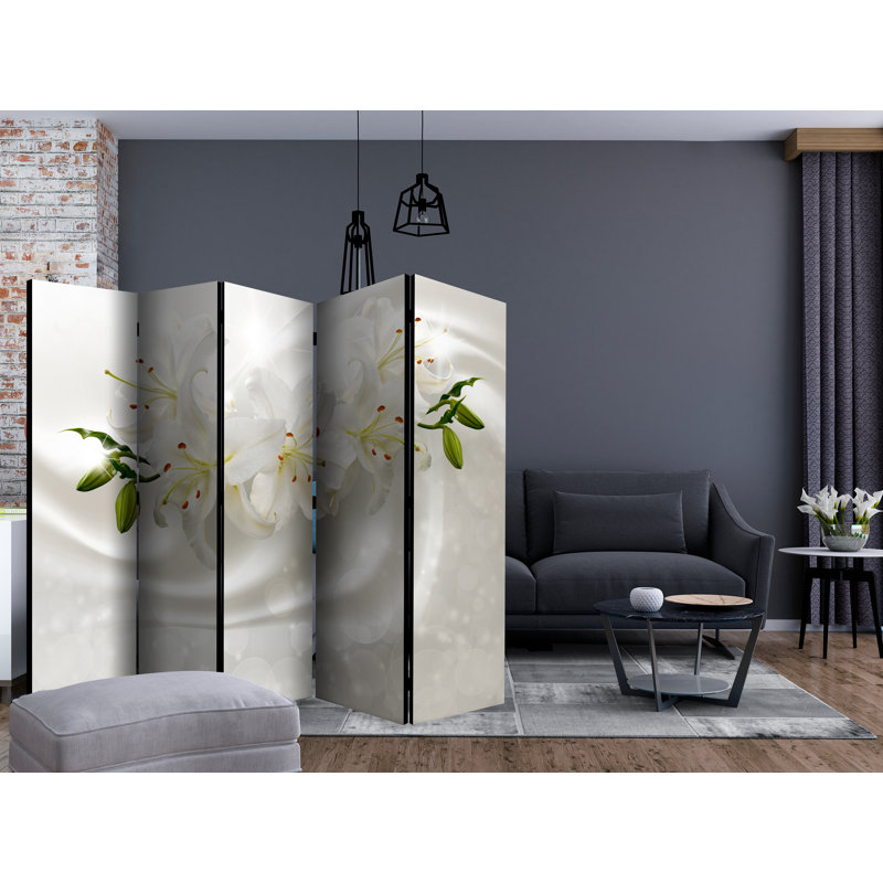 225cm W x 172cm H 5 - Panel Solid Wood Folding Room Divider