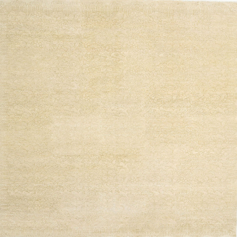 Tapis de zone crème/brun contemporain, Carré 7 pi