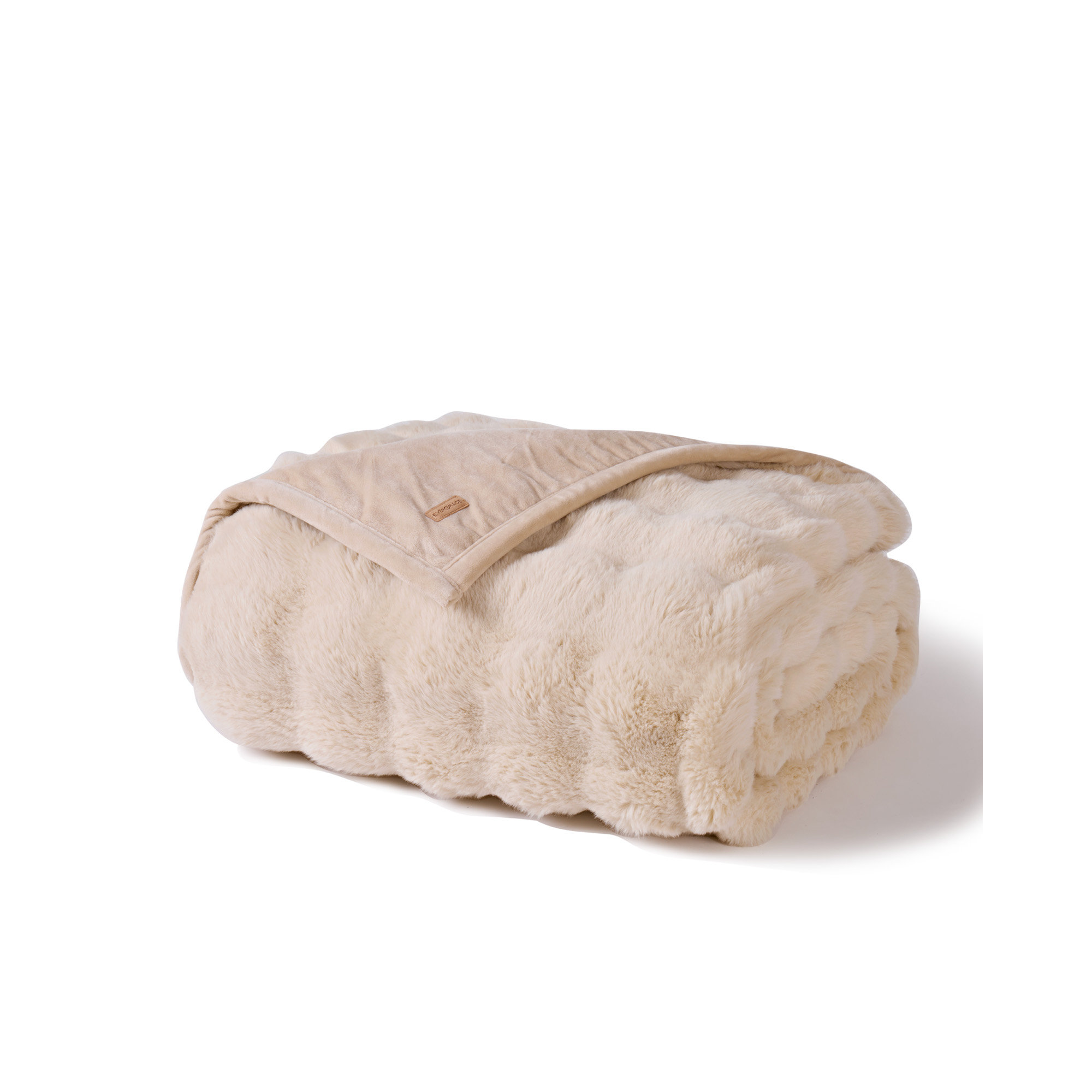 Ridgeline Faux Fur Throw Blanket, Beige, 90" L x 80" W