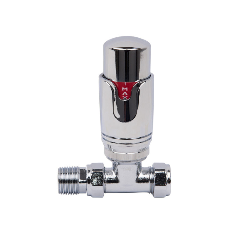 Chrome TRV Straight Thermostatic Radiator Valve For Towel Rails 15Mm X 1/2"