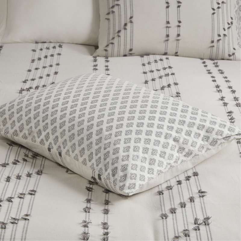 Ensemble de housse de couette en jacquard de coton 3 pièces très grand / très grand californien, Ivoire ivoire