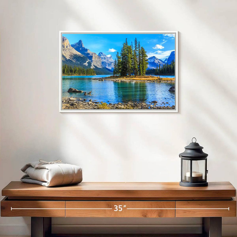 Lac Maligne, 19 po x 13 po, Cadre flottant blanc