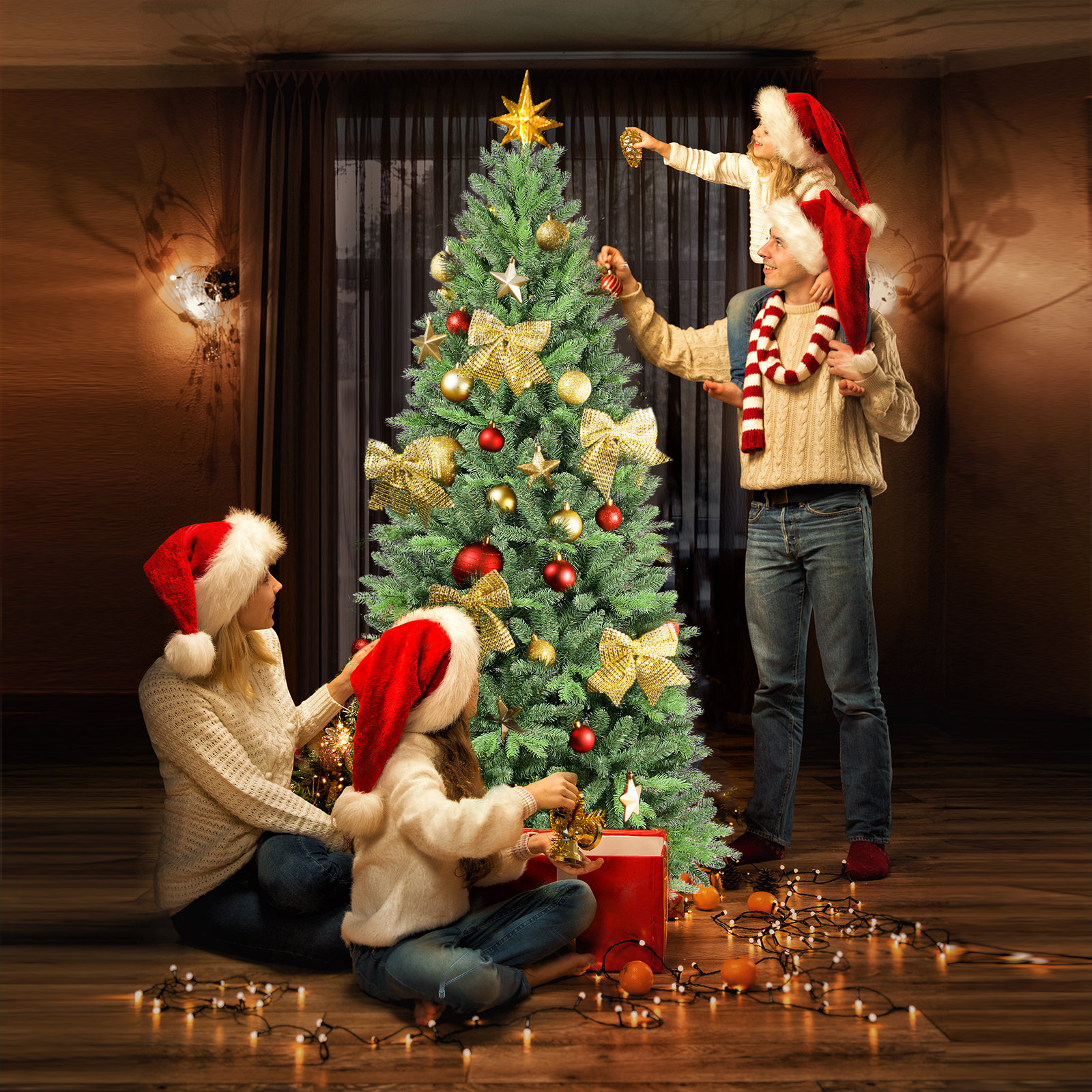 Unlit Pine Fir Christmas Tree, 4'