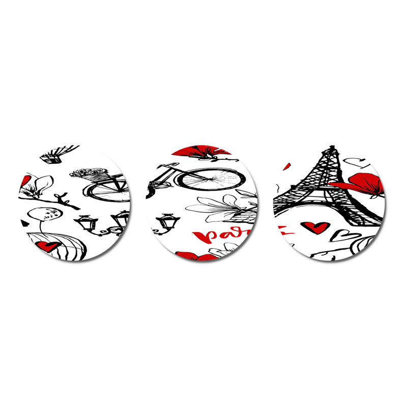 Ensemble de 3 décorations murales Paris Eiffel Hearts I