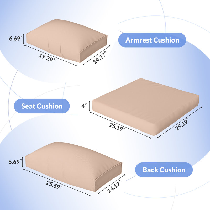 Mecayla 25.2” Patio Chair with 4"D Cushions, Khaki