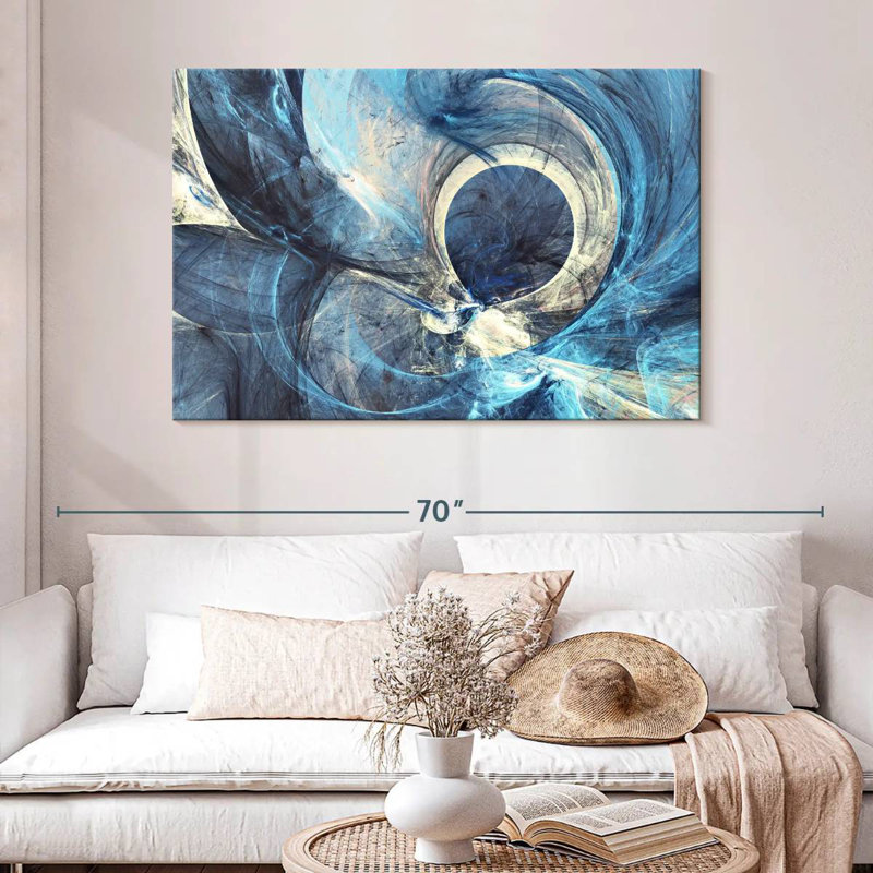 Avery gris et bleu abstrait, H 32 po x l 48 po