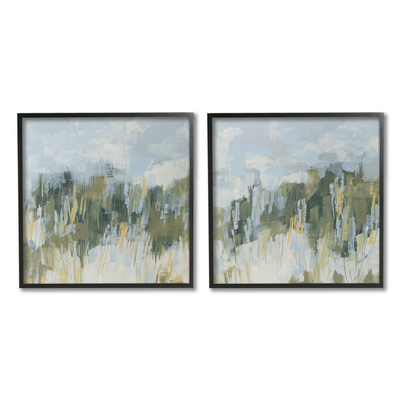 «Abstract Brushed Landscape Single Frame Frame» par June Erica Vess, 2 pièces sur toile, Giclée encadrée noir minuit