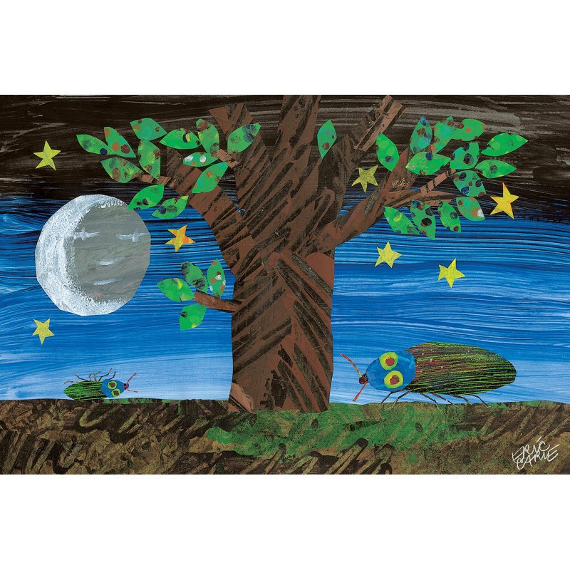 The Very Clumsy Beetle Character Art Moon - Painting on Canvas, 30cm H x 46cm W